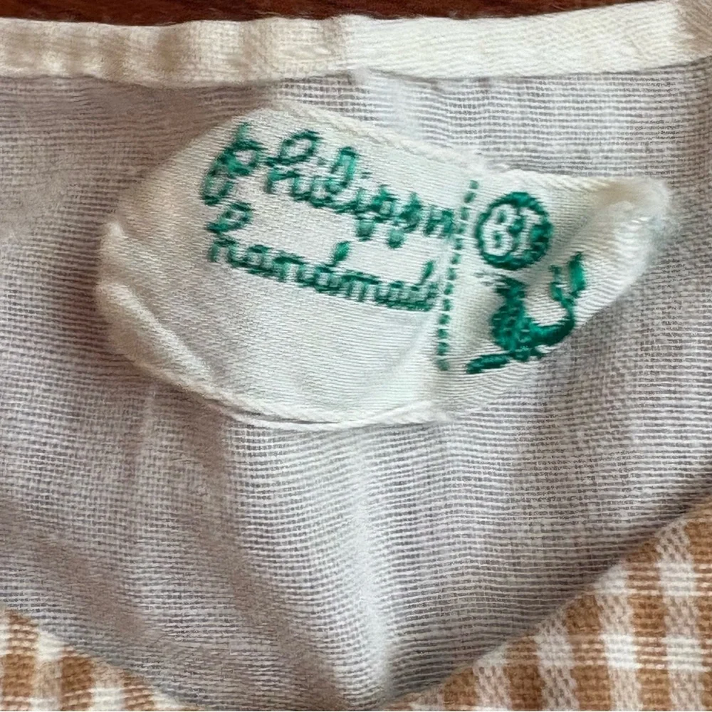 Vintage Handmade Cream Diaper Shirt Sleeveless Top with Bear Embroidery